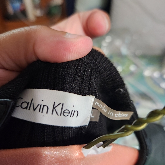 Calvin Klein Black Midi Dress with Leather Accents - Picture 11 of 11